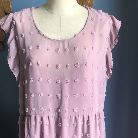 ARULA dusty rose Swiss dot sleeveless chiffon summer maxi dress size B 18-20 - Picture 2 of 14